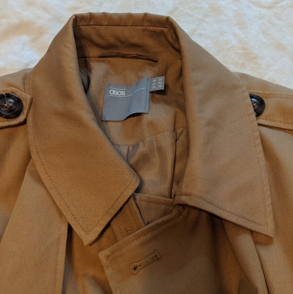 ASOS DESIGN trench coat in stone